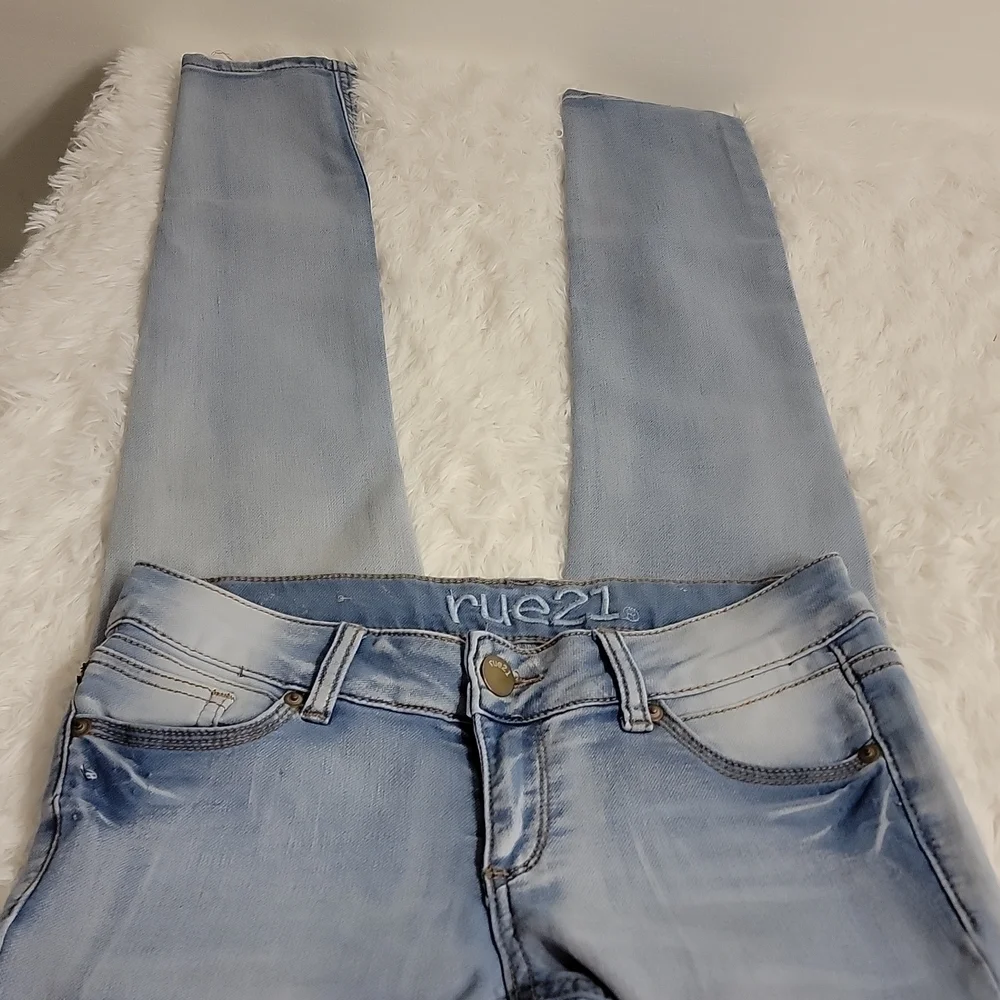 𝅺RUE 21 low rise jegging freedom flex denim jeans size 3/4 regular - Picture 2 of 11
